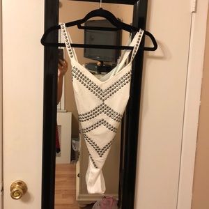 White beaded body suit